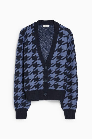Women - Cardigan - check - blue / dark blue