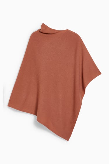 Women - Poncho with cashmere - wool blend - brown