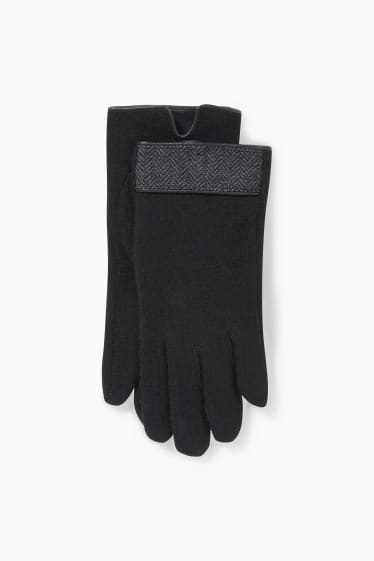 Women - Gloves - wool blend - black