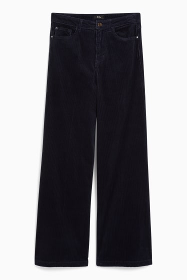 Mujer - Pantalón de pana - high waist - wide flare - azul oscuro