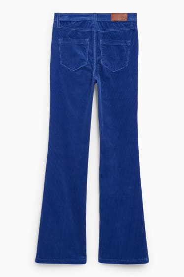 Damen - Cordhose - High Waist - Wide Flare - blau