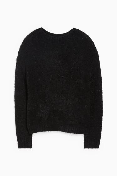 Femmes - Pullover en finition bouclé - noir