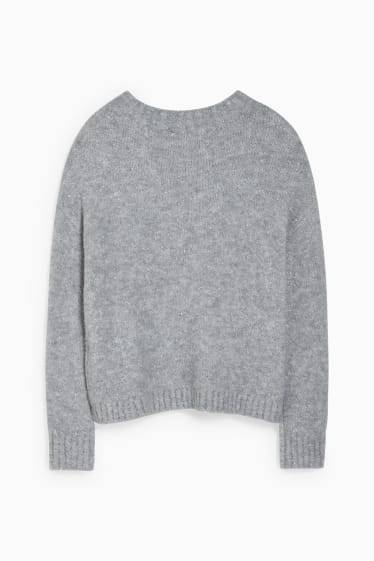 Femmes - Pullover en finition bouclé - gris clair chiné