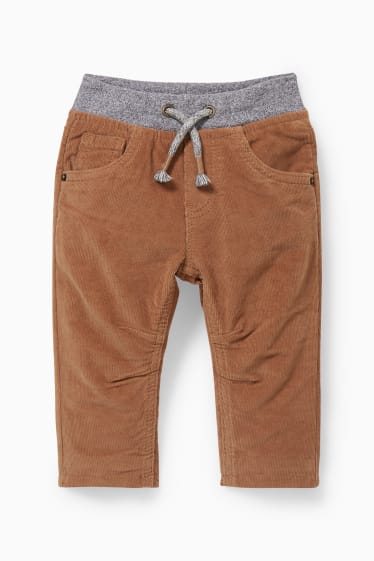 Babies - Baby corduroy trousers - thermal trousers - havanna