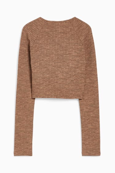 Damen - Crop Langarmshirt - braun
