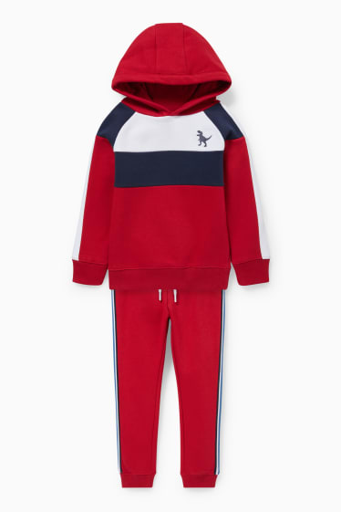 Niños - Set - sudadera con capucha y pantalón de deporte - 2 piezas - rojo