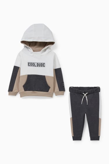 Babys - Baby-Outfit - 2 teilig - weiß / grau