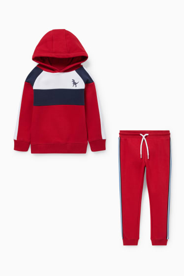 Niños - Set - sudadera con capucha y pantalón de deporte - 2 piezas - rojo