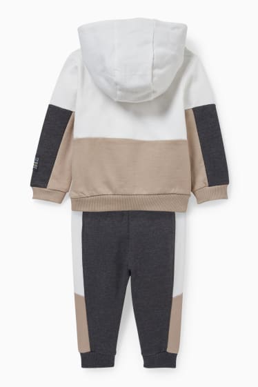 Baby: jongens - Babyoutfit - 2-delig - wit / grijs