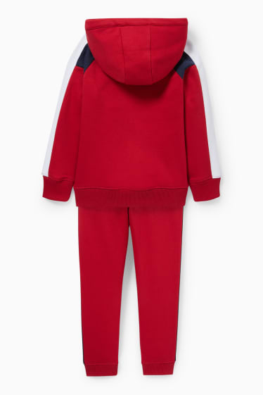 Dzieci - Komplet - bluza z kapturem i spodnie dresowe - 2 części - czerwony