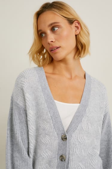 Women - Cashmere cardigan - gray-melange