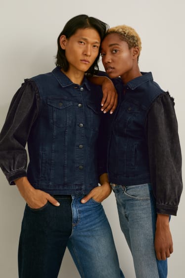 Femmes - E.L.V. Denim - veste en jean - unisexe - jean bleu foncé