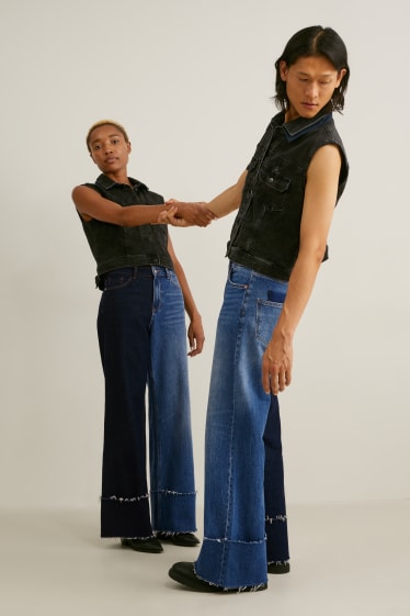 Mujer - E.L.V. Denim - wide leg jeans - high waist - unisex - vaqueros - azul oscuro