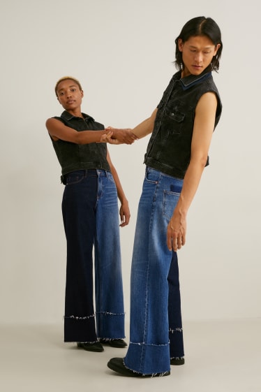 Femei - E.L.V. Denim - wide leg jeans - talie înaltă - unisex - denim-albastru închis