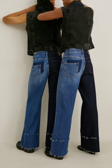 Women - E.L.V. denim - wide leg jeans - high waist - genderneutral - denim-dark blue