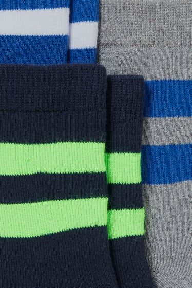 Kinder - Multipack 3er - Anti-Rutsch-Socken - blau / grau