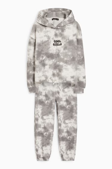 Enfants - Coupe ample - ensemble - sweat à capuche et pantalon de jogging - deux pièces - blanc / gris