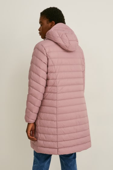 Women - Hooded down jacket - dark rose