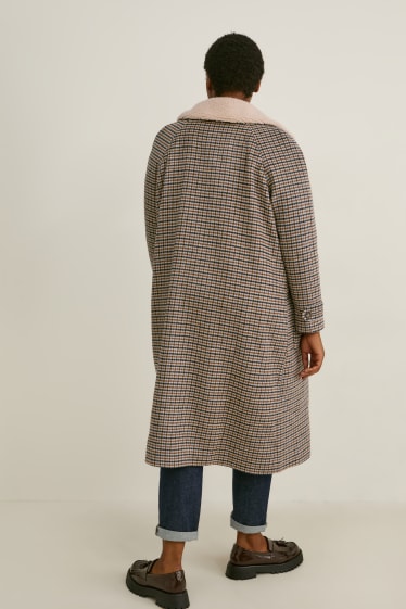 Women - Coat - check - beige