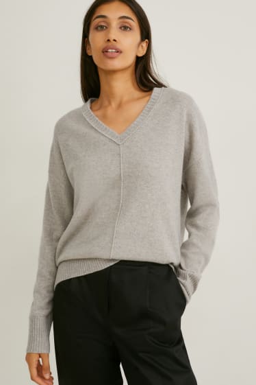 Mujer - Jersey de cachemir - gris jaspeado