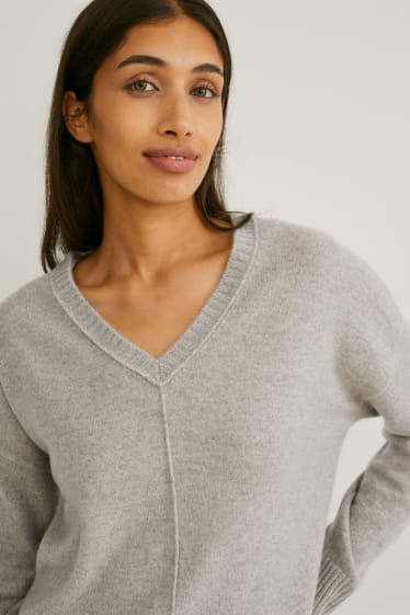 Femmes - Pull en cachemire - gris chiné