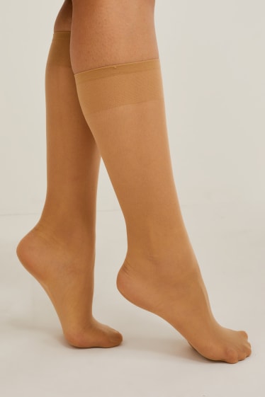 Women - Multipack of 6 - sheer knee highs - 20 denier - beige