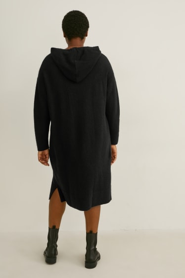 Mujer - Vestido de punto con capucha - negro