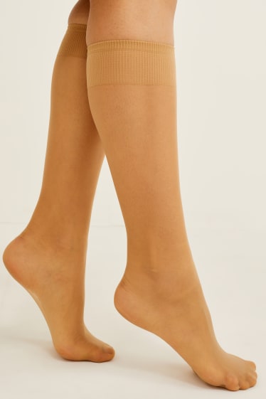 Mujer - Pack de 3 - medias hasta la rodilla - 15 DEN - marrón claro