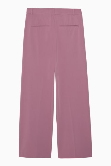 Dámské - Plátěné kalhoty - high waist - straight fit  - tmavě růžová
