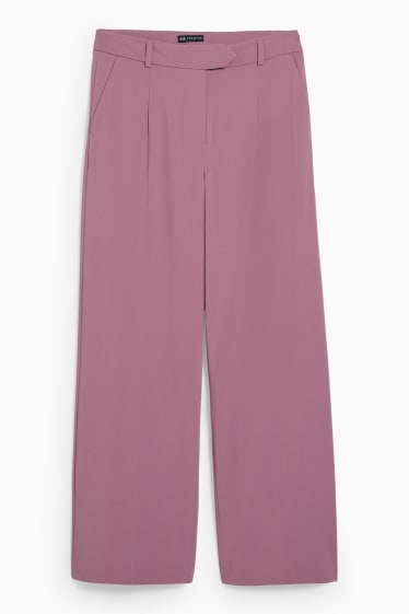 Femmes - Pantalon en toile - high waist - coupe droite  - rose foncé