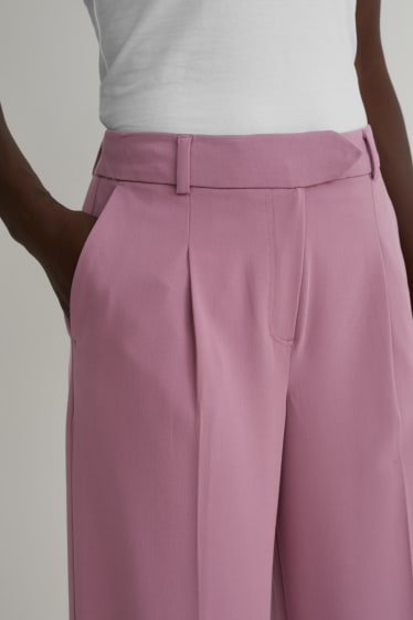 Femmes - Pantalon en toile - high waist - coupe droite  - rose foncé