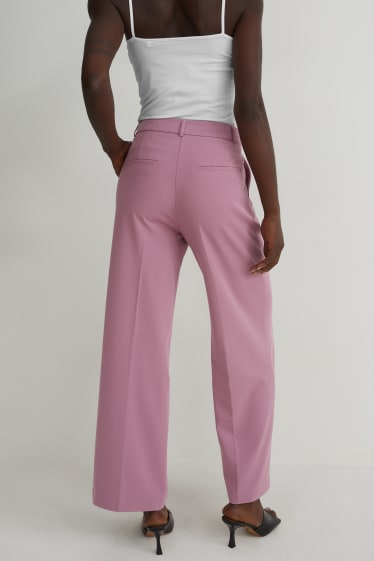 Femei - Pantaloni de stofă - talie înaltă - straight fit  - roz închis