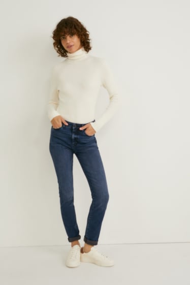 Women - Slim jeans - mid-rise waist - shaping jeans - LYCRA®  - blue denim