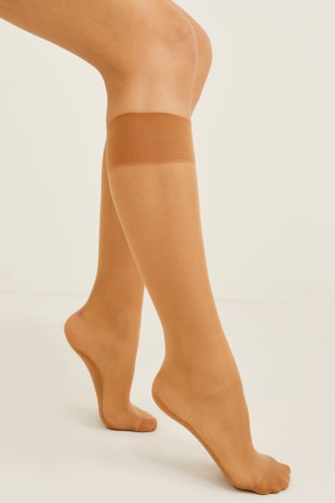 Women - Multipack of 2 - sheer knee highs - 20 denier - light brown