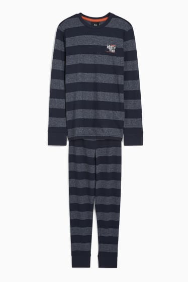 Kinderen: jongens - Pyjama - 2-delig - gestreept - donkerblauw