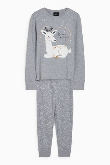 Kinderen: meisjes - Pyjama - 2-delig - grijs-mix