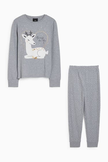 Kinderen: meisjes - Pyjama - 2-delig - grijs-mix