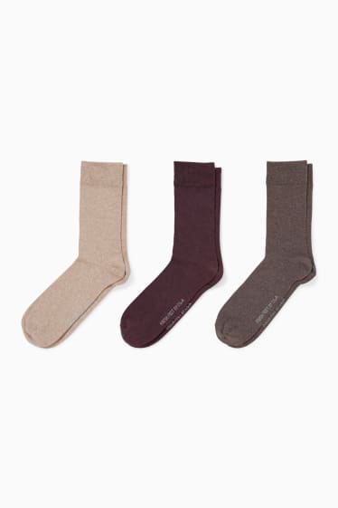 Men - Multipack of 3 - socks - LYCRA® - aloe vera - bordeaux
