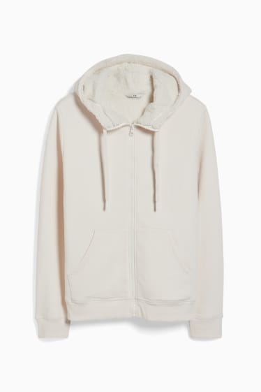 Femmes - Sweat zippé à capuche - blanc crème