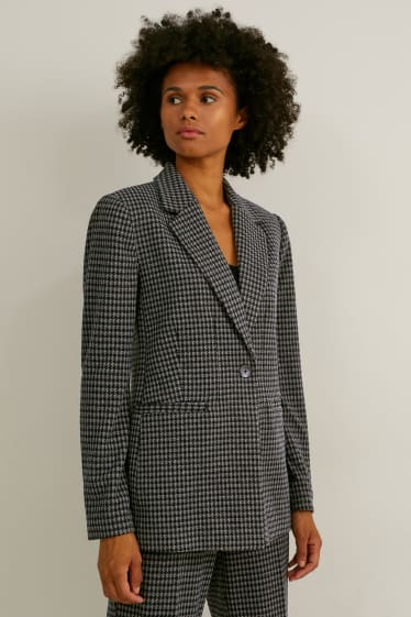 Dames - Blazer - regular fit - geruit - zwart / grijs