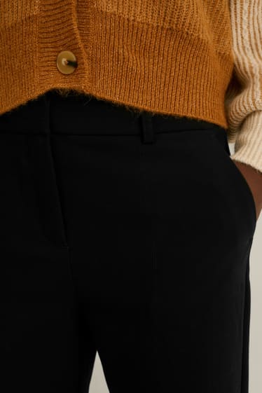 Dámské - Plátěné kalhoty - mid waist - slim fit - černá