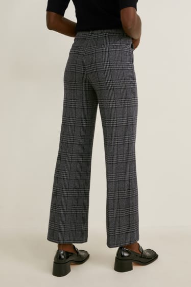 Dona - Pantalons de tela - mid waist - wide leg - reciclats - de quadres - gris/negre