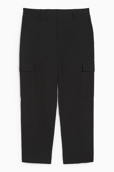 Women - Cargo trousers - high waist - slim fit  - black