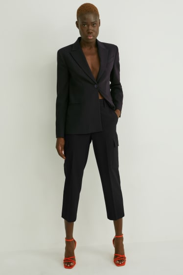 Women - Cargo trousers - high waist - slim fit  - black