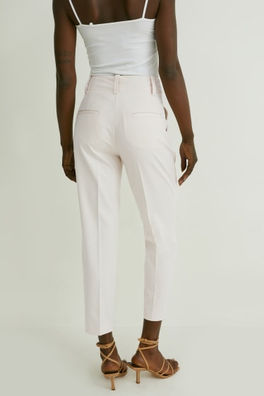 Kobiety - Spodnie materiałowe - wysoki stan - slim fit - szary-brązowy