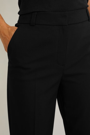 Femmes - Pantalon en toile - mid waist - coupe droite - noir