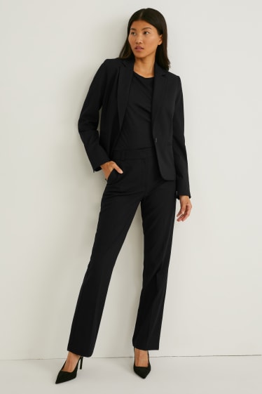 Femmes - Pantalon en toile - mid waist - coupe droite - noir