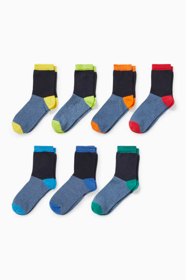 Kinderen - Set van 7 paar - sokken - blauw