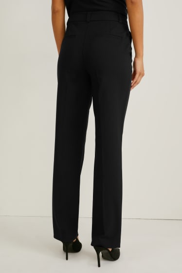 Femmes - Pantalon en toile - mid waist - coupe droite - noir