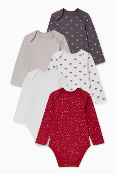 Bébés - Lot de 5 - bodys pour bébé - blanc / rouge